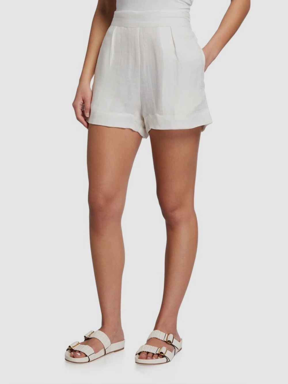 NWT Anemos Linen Blend Cover Up High Waist Shorts White Sz L